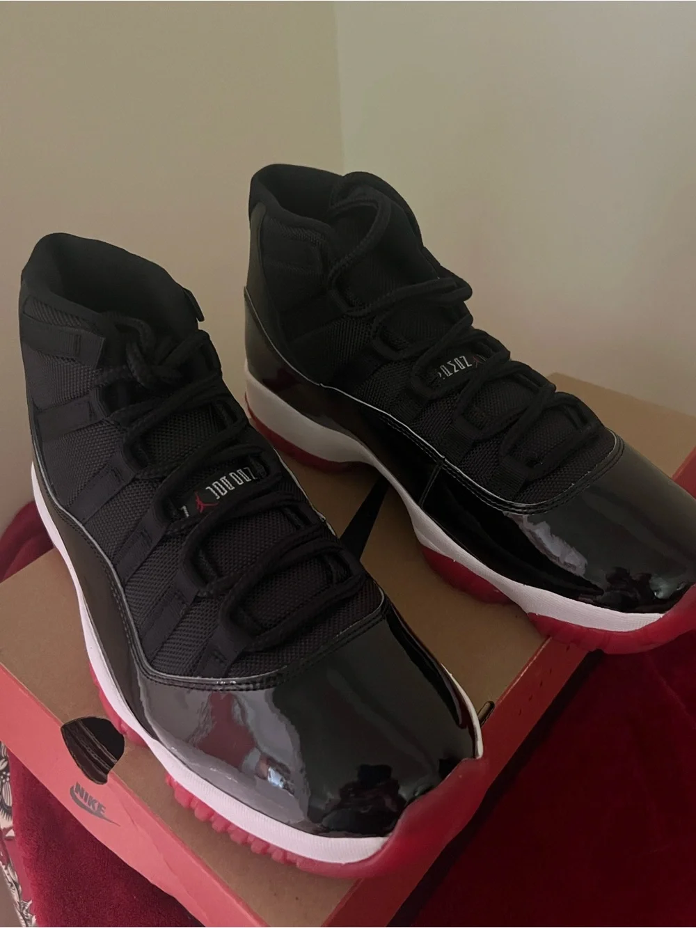 Jordan Black and Red Retro High-Top Sneakers